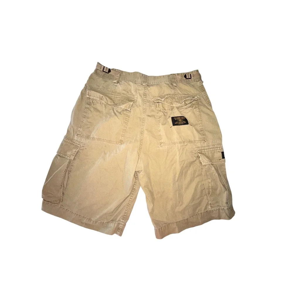 Ralph Lauren Polo Jeans Co. Beige Military Surplus Cargo Shorts Size 34 Vintage‎